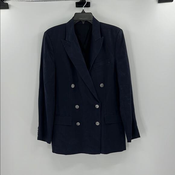 Alex Mill Women's Bre Double Breasted Blazer in Linen - Dark Navy - XS - NWT - Picture 1 of 9